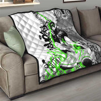 Street Style Graffiti Quilt with Smoking Monkey and Neon Green - Wonder Print Shop