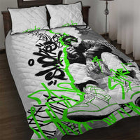 Street Style Graffiti Quilt Bed Set with Smoking Monkey and Neon Green - Wonder Print Shop