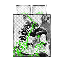 Street Style Graffiti Quilt Bed Set with Smoking Monkey and Neon Green - Wonder Print Shop