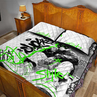 Street Style Graffiti Quilt Bed Set with Smoking Monkey and Neon Green - Wonder Print Shop