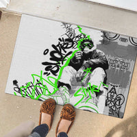 Street Style Graffiti Rubber Doormat with Smoking Monkey and Neon Green - Wonder Print Shop