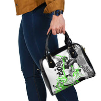 Street Style Graffiti Shoulder Handbag with Smoking Monkey and Neon Green - Wonder Print Shop