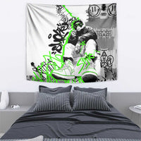 Street Style Graffiti Tapestry with Smoking Monkey and Neon Green - Wonder Print Shop