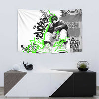Street Style Graffiti Tapestry with Smoking Monkey and Neon Green - Wonder Print Shop