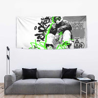 Street Style Graffiti Tapestry with Smoking Monkey and Neon Green - Wonder Print Shop