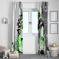 Street Style Graffiti Window Curtain with Smoking Monkey and Neon Green - Wonder Print Shop