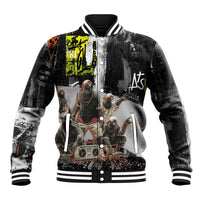 Boombox Breakdancer Baseball Jacket with Grafiti Art and Grunge Street Hip Hop Style - Wonder Print Shop