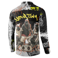 Boombox Breakdancer Button Sweatshirt with Grafiti Art and Grunge Street Hip Hop Style - Wonder Print Shop