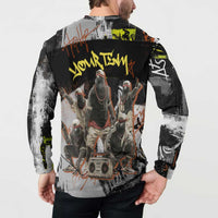 Boombox Breakdancer Button Sweatshirt with Grafiti Art and Grunge Street Hip Hop Style - Wonder Print Shop