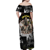 Boombox Breakdancer Family Matching Off Shoulder Maxi Dress and Hawaiian Shirt with Grafiti Art and Grunge Street Hip Hop Style - Wonder Print Shop