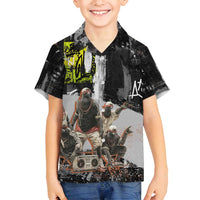 Boombox Breakdancer Family Matching Off Shoulder Maxi Dress and Hawaiian Shirt with Grafiti Art and Grunge Street Hip Hop Style - Wonder Print Shop