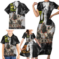 Boombox Breakdancer Family Matching Short Sleeve Bodycon Dress and Hawaiian Shirt with Grafiti Art and Grunge Street Hip Hop Style - Wonder Print Shop