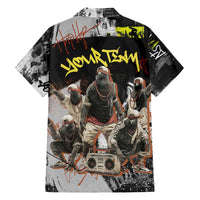 Boombox Breakdancer Family Matching Short Sleeve Bodycon Dress and Hawaiian Shirt with Grafiti Art and Grunge Street Hip Hop Style - Wonder Print Shop