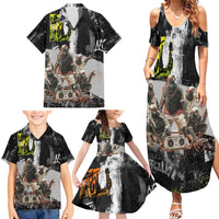 Boombox Breakdancer Family Matching Summer Maxi Dress and Hawaiian Shirt with Grafiti Art and Grunge Street Hip Hop Style - Wonder Print Shop