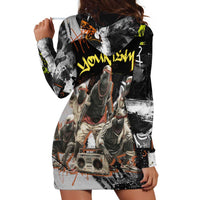 Boombox Breakdancer Hoodie Dress with Grafiti Art and Grunge Street Hip Hop Style - Wonder Print Shop