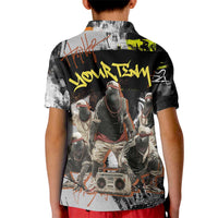 Boombox Breakdancer Kid Polo Shirt with Grafiti Art and Grunge Street Hip Hop Style - Wonder Print Shop