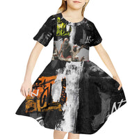 Boombox Breakdancer Kid Short Sleeve Dress with Grafiti Art and Grunge Street Hip Hop Style - Wonder Print Shop