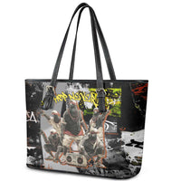 Boombox Breakdancer Leather Tote Bag with Grafiti Art and Grunge Street Hip Hop Style - Wonder Print Shop