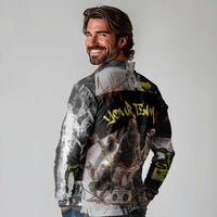 Boombox Breakdancer Long Sleeve Polo Shirt with Grafiti Art and Grunge Street Hip Hop Style - Wonder Print Shop