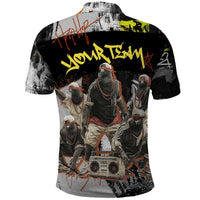 Boombox Breakdancer Polo Shirt with Grafiti Art and Grunge Street Hip Hop Style - Wonder Print Shop
