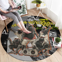 Boombox Breakdancer Round Carpet with Grafiti Art and Grunge Street Hip Hop Style - Wonder Print Shop