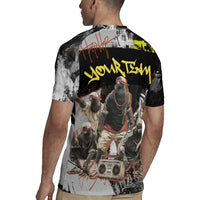 Boombox Breakdancer Rugby Jersey with Grafiti Art and Grunge Street Hip Hop Style - Wonder Print Shop