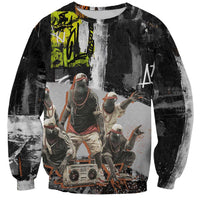 Boombox Breakdancer Sweatshirt with Grafiti Art and Grunge Street Hip Hop Style - Wonder Print Shop