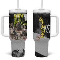 Boombox Breakdancer Tumbler With Handle with Grafiti Art and Grunge Street Hip Hop Style - Wonder Print Shop