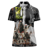 Boombox Breakdancer Women Polo Shirt with Grafiti Art and Grunge Street Hip Hop Style - Wonder Print Shop