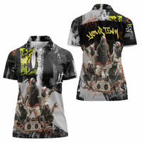 Boombox Breakdancer Women Polo Shirt with Grafiti Art and Grunge Street Hip Hop Style - Wonder Print Shop