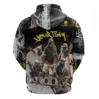 Boombox Breakdancer Zip Hoodie with Grafiti Art and Grunge Street Hip Hop Style - Wonder Print Shop