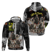 Boombox Breakdancer Zip Hoodie with Grafiti Art and Grunge Street Hip Hop Style - Wonder Print Shop