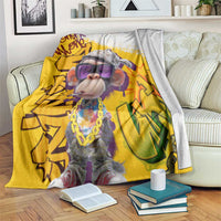 Graffiti Monkey Blanket with Hip Hop Sunglasses and Gold Chain Design - Wonder Print Shop