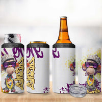 Graffiti Monkey 4 in 1 Can Cooler Tumbler with Hip Hop Sunglasses and Gold Chain Design - Wonder Print Shop