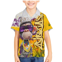 Graffiti Monkey Family Matching Mermaid Dress and Hawaiian Shirt with Hip Hop Sunglasses and Gold Chain Design - Wonder Print Shop