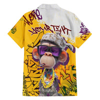 Graffiti Monkey Family Matching Puletasi and Hawaiian Shirt with Hip Hop Sunglasses and Gold Chain Design - Wonder Print Shop