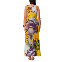 Graffiti Monkey Family Matching Tank Maxi Dress and Hawaiian Shirt with Hip Hop Sunglasses and Gold Chain Design - Wonder Print Shop