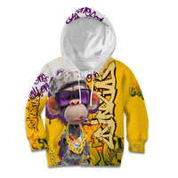 Graffiti Monkey Kid Hoodie with Hip Hop Sunglasses and Gold Chain Design - Wonder Print Shop