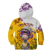 Graffiti Monkey Kid Hoodie with Hip Hop Sunglasses and Gold Chain Design - Wonder Print Shop