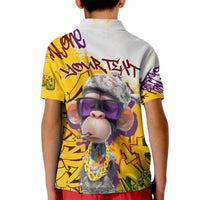 Graffiti Monkey Kid Polo Shirt with Hip Hop Sunglasses and Gold Chain Design - Wonder Print Shop