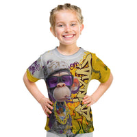 Graffiti Monkey Kid T Shirt with Hip Hop Sunglasses and Gold Chain Design - Wonder Print Shop