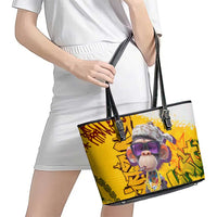 Graffiti Monkey Leather Tote Bag with Hip Hop Sunglasses and Gold Chain Design - Wonder Print Shop