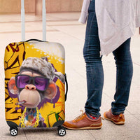 Graffiti Monkey Luggage Cover with Hip Hop Sunglasses and Gold Chain Design - Wonder Print Shop