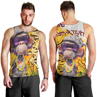 Graffiti Monkey Men Tank Top with Hip Hop Sunglasses and Gold Chain Design - Wonder Print Shop