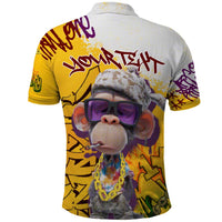 Graffiti Monkey Polo Shirt with Hip Hop Sunglasses and Gold Chain Design - Wonder Print Shop