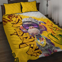 Graffiti Monkey Quilt Bed Set with Hip Hop Sunglasses and Gold Chain Design - Wonder Print Shop