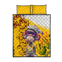 Graffiti Monkey Quilt Bed Set with Hip Hop Sunglasses and Gold Chain Design - Wonder Print Shop