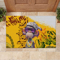 Graffiti Monkey Rubber Doormat with Hip Hop Sunglasses and Gold Chain Design - Wonder Print Shop