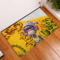 Graffiti Monkey Rubber Doormat with Hip Hop Sunglasses and Gold Chain Design - Wonder Print Shop