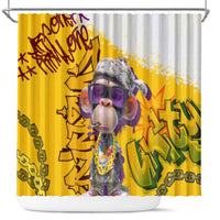 Graffiti Monkey Shower Curtain with Hip Hop Sunglasses and Gold Chain Design - Wonder Print Shop